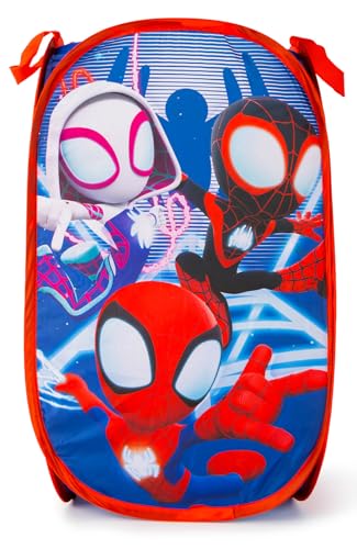Jay Franco Marvel Spidey & His Amazing Friends Pop Up Hamper - Ghost Spider and Miles Morales Mesh Laundry Basket/Bag with Durable Handles - Storage for Clothes and Toys - color: Multi - Spidey and Friends
