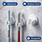 Anti-Slip Broom Holder, Damage-Free Wall Mount Organizer, No Drilling Space-Saving Storage Rack for Mops, Brooms, Umbrellas and Tools