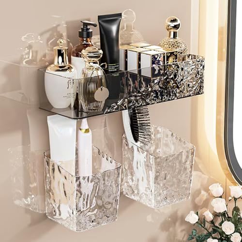 Lae Nuvole Wall Mounted Bathroom Caddy Organizer, Adhesive Shower Shelf for Inside Shower Caddy Plastic Bathroom Organizers and Storage for Wall, Bath, Makeup, Home Decor, No Drilling (Black) - color: Black - 1 Pack