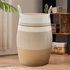 105L Extra Large Woven Laundry Hamper Basket with Heavy Duty Cotton Rope Handles for Clothes and Toys in Bedroom, Nursery Room, Bathroom - color: Khaki