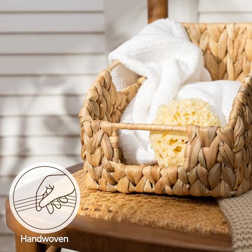 StorageWorks Water Hyacinth Pantry Storage Baskets, Wicker Baskets with Built-in Handles, Handwoven Shelf Baskets for Organizing, Pantry Organizers and Storage, 3 Pack - color: Natural(Water Hyacinth), size: 17"L x 11"W x 7½"H + 2x 7½"L x 9½"W x 6¾"H