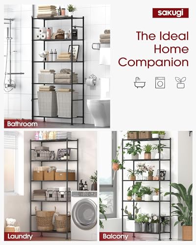 Sakugi Storage Shelves - 5 Tier Shelf Organizer, Heavy Duty Garage Shelving Unit with Leveling Feet, Stable Metal Shelves Organizer for Pantry, Kitchen and Closet, 33.0" W x 12.6" D x 72.0" H, Black - color: Black, size: 33.0W×12.6D×72.0H(5T)