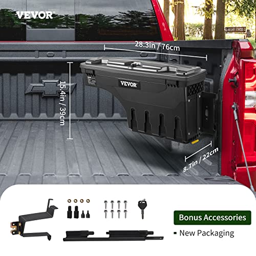 VEVOR Truck Bed Storage Box, Compatible with Chevrolet Silverado 1500 GMC Sierra 1500 2019-2020 R, Waterproof ABS Wheel Well Tool Box with Lockable Lid, 6.6 Gal/25 L Toolbox, Passenger Side, Black - size: Passenger Side, style: Chevrolet Silverado