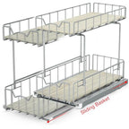 Simple Houseware 2-Tier Spice Rack Slide Out Wire Basket Drawer Organizer, Silver - color: Silver