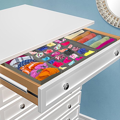 Sorbus® Set of 4 Foldable Drawer Dividers, Storage Boxes, Closet Organizers, Under Bed Organizer (Gray) - color: Gray