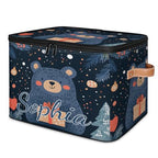 Custom Storage Basket with Name, Personalized Storage Bins with Zipper Lid, Foldable Fabric Storage Box Large capacity with Handle Tree Bear - color: Option 13