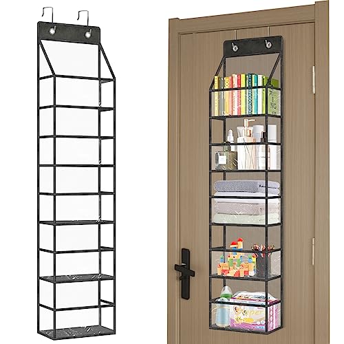 5-Shelf Over The Door Pantry Organizer with Clear Pockets, Heavy Duty Hanging Storage for Closet, Bedroom, Bathroom, and Nursery (Black, Holds up to 28 lbs) - color: Black