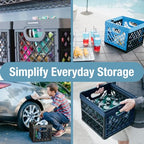 CleverMade Collapsible Milk Crate 25L (6.6 Gal), 50 lb Capacity Heavy Duty Folding Crate – Stackable Storage Crates with File Rails, Plastic Collapsible Crates - Obsidian - color: Obsidian, size: 1 Pack