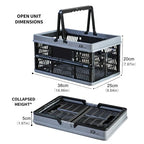 20 L Collapsible Shopping Basket, plastic basket, Basket with Handle, M (Black) - color: Black