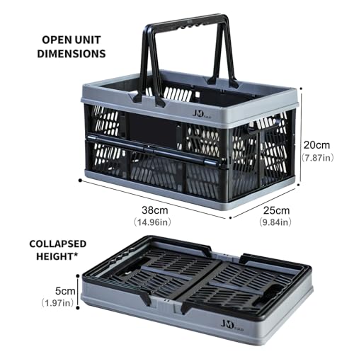 20 L Collapsible Shopping Basket, plastic basket, Basket with Handle, M (Black) - color: Black