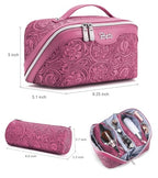 BOYATU Travel Makeup Bags Cosmetic Organizer Bag: 3 Pcs Set Large Capacity Floral Make up Bag with Compartments - Waterproof Leather Toiletry Bags with Handle for Women (20-Red) - color: 20-Red