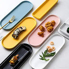 Ceramic Sink Tray, Bathroom Counter Tray, Bathtub Tray, Cosmetics Dish, Candle Tray, Perfume Shampoo Liquid Soap Tray Simple Style Design Suit for Bathroom and Kitchen (2pcs Black) - color: 2pcs Black