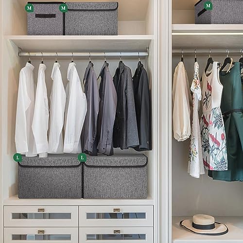 Bagnizer Large 22 Quart Linen Fabric Foldable Storage Bin Cube Organizer Basket with Flip-Top Lid & Handles, Clothes Blanket Box for Home, Office, Closet, Gray, 4 Pack 14.6 x 9.5 x 9.5” - color: Gray, size: Medium - 4 Pack