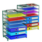 Simple Trending 2 Pack 8 Tier Letter Tray Paper - Mesh Desk File Organizer for Office School Desktop, Green - color: 2 Pack 8 Tier Green-Mesh Desk