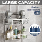 Shower Caddy Hanging, Never Rust Aluminum Shower Organizer, Over Showerhead No Drilling Shower Racks, with Soap Holder Multi Hooks Bathroom Storage for Shampoo Sponge,Silvery - color: Silvery