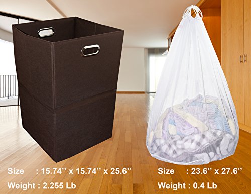 Extra Large Laundry Hamper with Laundry Bag, Foldable Clothes Basket with Metal Handles & Moisture-Resistant Base, Premium Durable Fabric for Bathroom, Dorm, and Family (Brown) - color: Brown