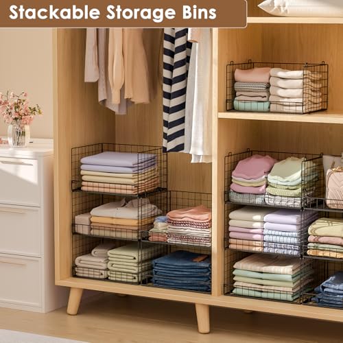 Yociyoga 3-Tier Stackable Closet Organizers and Storage Shelves, Foldable Closet Shelf Organizer, Stackable Storage Bins Drawers for Closet Organizer System, Black(Patent No. 30022416) - color: Black, size: 3-Tier