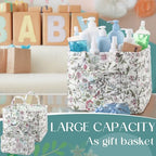 2 Pcs Quilted Fabric Storage Basket with Handles Large Capacity Laundry Basket Boho Foldable Floral Laundry Organizer Bin for Home Picnic Shopping Travel