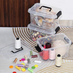 6-Pack Home Storage Bins, Plastic Container, Latching Box with Handle (Black handle) - color: Black handle