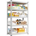 REIBII Storage Shelves, 5 Tier Adjustable Metal Garage Shelving, Storage Rack for Kitchen Storage, Basement, Garage, Pantry, Closet, Shop, Galvanized, 12" D x 28" W x 59.8" H，2020 lbs Total Capacity - size: 28"W x 12"D x 59.8"H