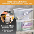 Bostitch Konnect Storage Containers with Lids, Office Organizer, Clear Plastic Box, Desk and Home Organizer, Labels, 4 Qt, 2 Pack