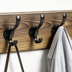 17" Coat Rack Wall Mount, Rustic Wall Mounted Coat Rack, Pine Solid Wood Coat Hook Hanger with 5 Metal Hooks- Wall Coat for Hanging Clothes Key Robes Towels Coats - color: Brown, size: 17 inch