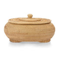 Hipiwe Round Rattan Boxes with Lid, X-Large Woven Bread Basket Natural Rattan Basket Wicker Storage Box Decorative Basket for Coffee Table Farmhouse Picnic Fruit Storage Basket - size: X-Large,10.3"D x 4.3"H