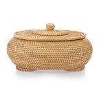 Hipiwe Round Rattan Boxes with Lid, X-Large Woven Bread Basket Natural Rattan Basket Wicker Storage Box Decorative Basket for Coffee Table Farmhouse Picnic Fruit Storage Basket - size: X-Large,10.3"D x 4.3"H