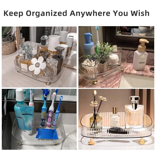 Perfume Organizer, Bathroom Vanity Tray, Makeup Trays for Dresser Top, Countertop Decorative Plastic Decor Tray, Perfume Organizer for Women, organizador de perfumes (Clear) - color: Clear