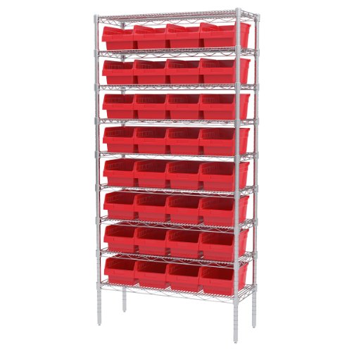 Akro-Mils 30080 Plastic Nesting ShelfMax Storage Bin Box, 12x8x6-Inch, Red (8-Pack) - color: Red