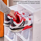 Foldable Shoe Rack,No Assembly Stackable Shoe Storage Box with Doors,Free Standing Plastic Space Saving Shoe Cabinet Bins Dustproof,Folding Shoe Box Organizers (6 Tier-6 Pairs White) - size: 6 Tier-6 Pairs White