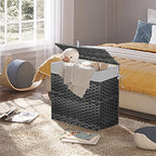 Greenstell Laundry Hamper with Lid, 125L Large Clothes Hamper with 3 Section & 2 Section Removable Liner Bags & 5 Mesh Laundry Bags, Handwoven Synthetic Rattan Divided Laundry Basket, Gray - color: Gray