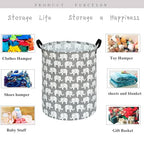 KUNRO Kids Laundry Hamper Clothes Gift Basket Storage Laundry Baskets Organizer Bin with Handles for Nursery Room (Elephant) - color: Elephant
