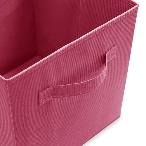 Casafield Set of 6 Collapsible Fabric Cube Storage Bins, Hot Pink - 11" Foldable Cloth Baskets for Shelves, Cubby Organizers & More - color: Hot Pink, size: 10.5" x 10.5" x 11"