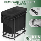 60 Gal(230L) High Grade Large Laundry Basket with Wheels, Rolling Laundry Hamper, Laundry Cart with Metal Frame and Removable Bag Design, Suitable for Laundry Room, Bedroom (Black, 3 Section 230L) - color: Black, size: 3 Section 230L