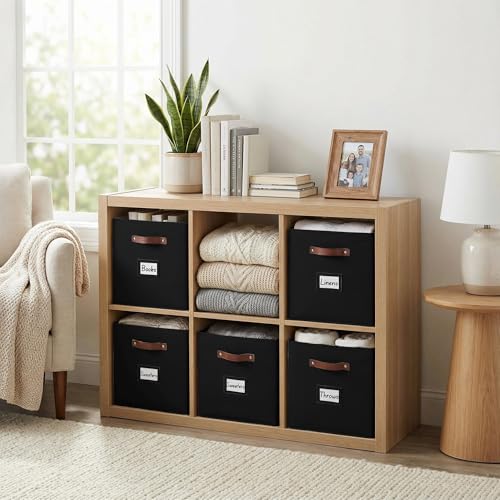 DECOMOMO Storage Cubes, 13x13x13 Storage Cube Bins with Labels, Fabric Organizer Bins (13" / 6pcs, Black) - color: Black, size: Cube 13" / 6pcs