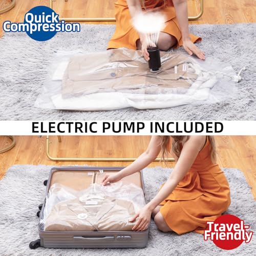Hanging Vacuum Storage Bags, 6 Pack Hanging Storage Bags for Clothes With Electric Pump, Vacuum Sealed for Suits, Dress, Jackets (6 Long) - size: 6-Long-Epump