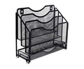 EasyPAG Mesh Desk Paper Organizer Wall Hanging File Holder with 3 Upright File Organizer and Sliding Drawer,Black - color: Black