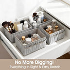 VERONLY Cosmetic Storage Bins Makeup Organizer, Adjustable Multifunction Storage Box Desk Drawer Divider for Makeup Brushes, Bathroom Countertop or Dresser, Set of 4 (Grey) - style: Tree Branch Pattern 4PC