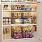 X-cosrack Stackable Wire Baskets for Counter, Fruit and Vegetable Storage, Potato and Onion Storage Bin，Kitchen Pantry Organizer - Wall Basket for Produce/Snack/Can, 3-tier Large, Black - size: 3-tier Large