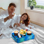 Couch Cup Holder Pillow, 5 Hole Couch Drink Holder! Keep Drinks Hand Side and Keep Temp, Prevent Spills and Use Anywhere. Cup Holder for Couch, Bed, Camping, RV, Car, Beach. Blue - color: Blue
