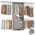 Aheaplus Closet System, Closet Organizer with 3 Wooden Drawers, 8FT Closet Organizer System, 96’’ Walk-in Closet Wardrobe Clothes Rack with Hanging Rods, Garment Rack, Fits 5.3-9 ft, -G6, Grey - color: Grey