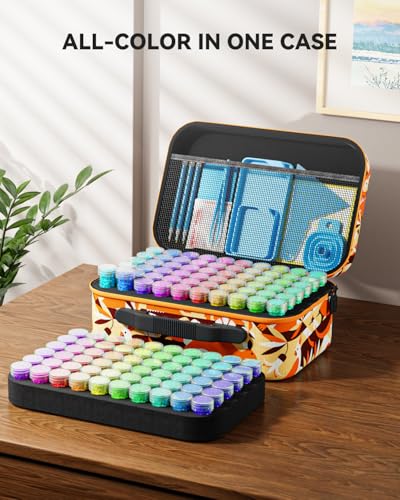 ARTDOT 120 Slots Storage Container for Diamond Art Kits for Adults,Portable Bead Storage Boxes for Diamond Painting Accessories and Tools - color: Orange, size: Large