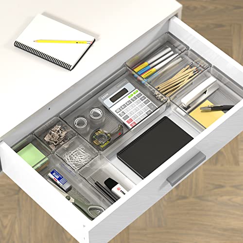 Simple Houseware 30 PCS Clear Plastic Drawer Organizers Set, 5-Size for Makeup, Bathroom, Bedroom and Office - size: Assorted x 30