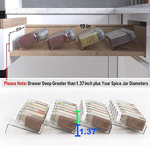 Jadehom 19 x 13 Inches Spice Drawer Organizer, 4 Tier Clear Acrylic Expandable In-Drawer Seasoning Jars Rack, Kitchen Drawer Spice Insert Tray for Cabinet/Countertop - size: 4 Pcs x 13 inch Width