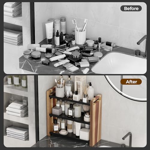 Bathroom Counter Organizer,Bathroom Counter Shelf,Bathroom Organizers,Under Sink Organizer,Cologne Organizer For Men,Cologne Cabinet,Spice Rack Organizer for Cabinet,Gifts(Brown 3 Tier) - color: Brown 3 Tier