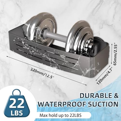 Onemake Suction Cup Shower Caddy, No Drilling Bathroom Organizer Shelf, Strong Vacuum Suction Holds Up to 22 lbs, Removable Shower Shelf for Tile Glass, Kitchen & Bathroom Storage Basket - style: 1 Tier-Gray Square Caddy