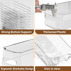 Clear Fridge Organizer, Refrigerator Organizer Bins with Handle, Freezer, Kitchen Cabinet, Pantry Organization, BPA Free Fridge Organizers (12.4 inch 8 Pack) - size: 12.4 inch 8 Pack