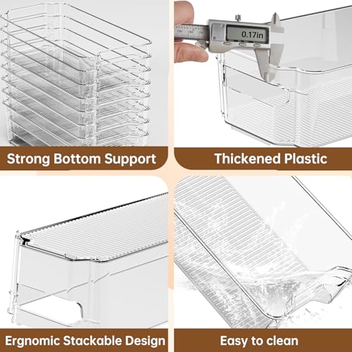 Clear Fridge Organizer, Refrigerator Organizer Bins with Handle, Freezer, Kitchen Cabinet, Pantry Organization, BPA Free Fridge Organizers (12.4 inch 8 Pack) - size: 12.4 inch 8 Pack