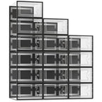 SEE SPRING X-Large Shoe Storage Box Fit Size 11, Clear Plastic Stackable Shoe Organizer for Closet, Space Saving Foldable Shoe Rack Sneaker Container Bin Holder, 15 Pack Black